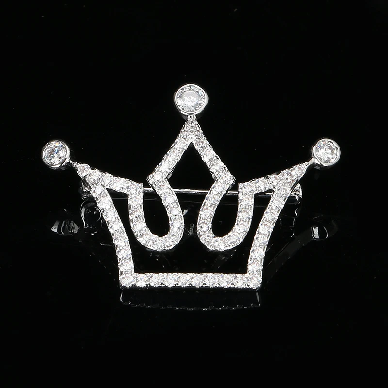 

Zircons Mini Crown Pin Brooches Fashion Crystals Tiara Charm Lapel Pin Badges Ornament Jewelry Clothing Corsage accessory