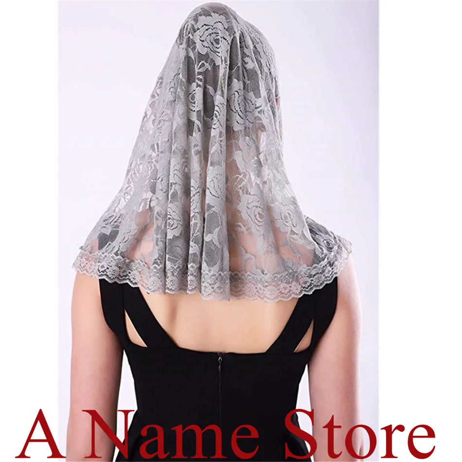 Gray Lace Veil Mantilla for Church Catholic Latin Mass HeadCovering Vela mantilla negra Voile Dentelle Vela negra Mantilla