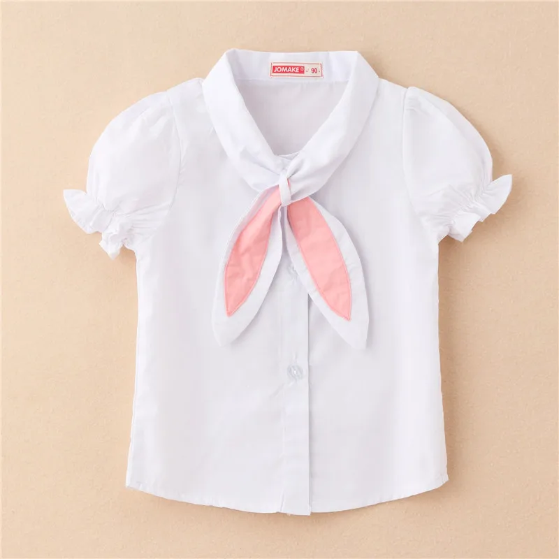 

White Toddler Girl Shirts Blouse Cotton Children Shirt School Jersey Kid Jumper Student Uniform Shirt For Girl Top Scarf Necktie