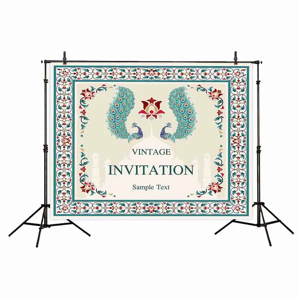 Funnytree photography backdropspeacock patterned wedding Invitation flower frame vintage photocall photography studio funds