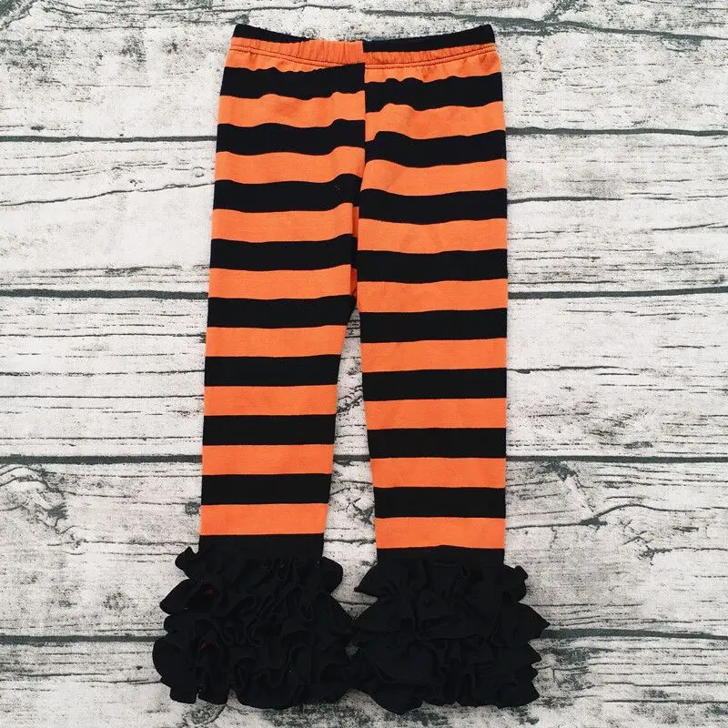 wholesale Halloween Baby Orange and black Leggings Children Bella Ruffle Trousers Long Pants