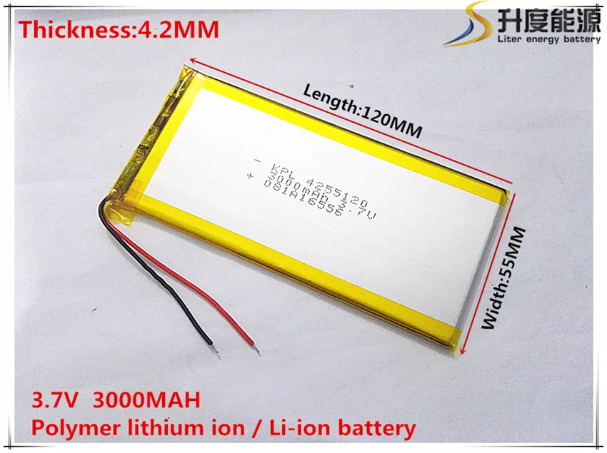 10pcs/lot 4255120 3.7V 3000mah tablet battery with Protection Board For PDA Tablet PCs Digital Products