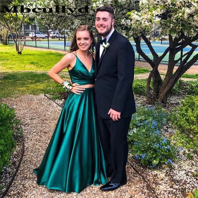 

Mbcullyd Dark Green Two Pieces Prom Dresses Long 2023 Sexy V-neck Backless Evening Dress Party For Women vestidos de fiesta