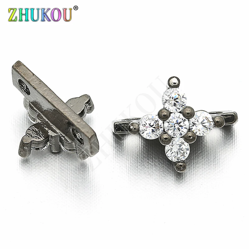 7*10mm Brass Cubic Zirconia Cross Connectors DIY Jewelry Making Accessories Parts, Model: VS38