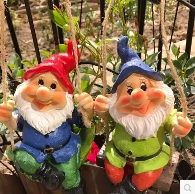 2pcs,American Village Dwarf Garden Ornament Home Farm Decoration Air Strap Wall Decorative Gardening,Xmas Gift