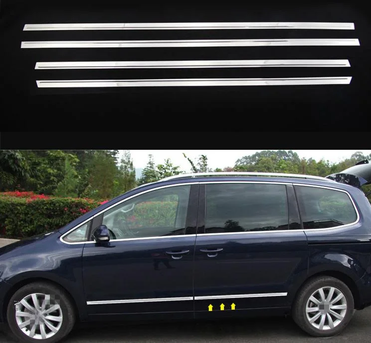 stainless steel chrome body side moulding trim side door trims 4pcs/set For   sharan 2012-2015