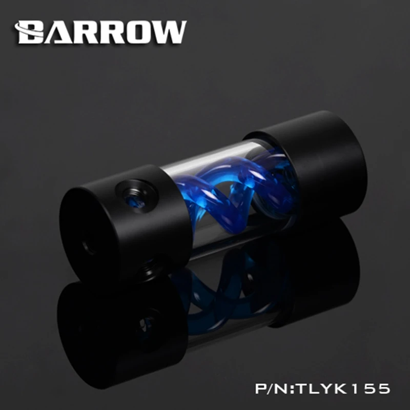 Barrow T Virus Helix Suspension Cylinder Water Tank 155mm Blue With Black Cap Water Cooling  Reservoir TLYK155