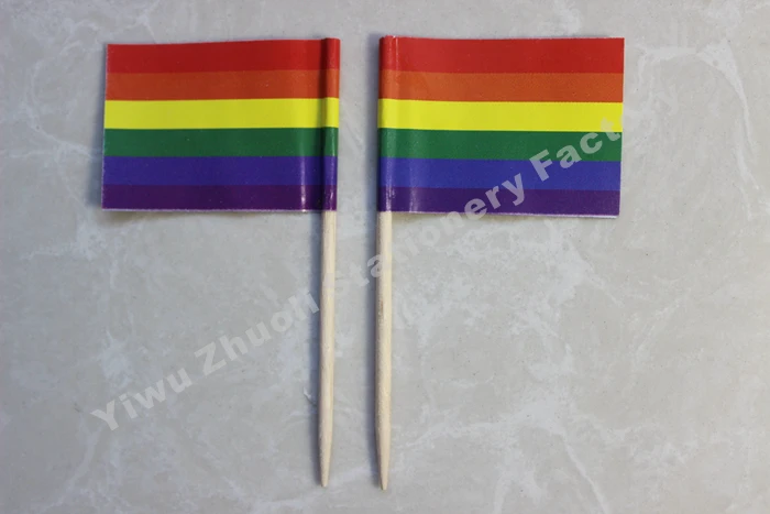 Colorful Rainbow Toothpick Flag, Lesbian Gay Pride, LGBT Banner, 3.5X2.5cm-6.5cm