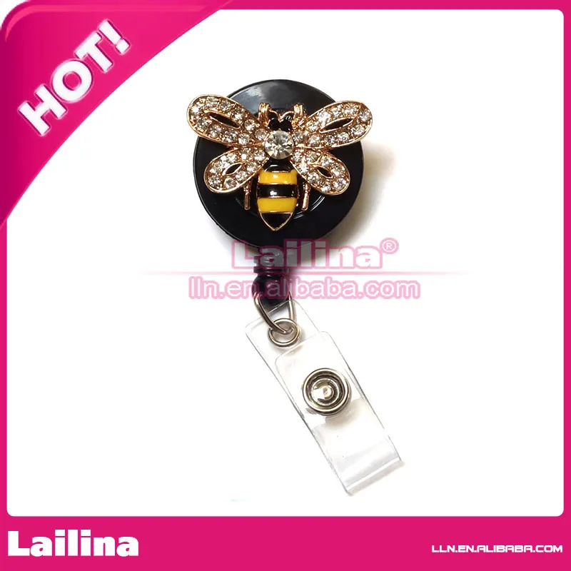 

Bling Rhinestone Retractable Badge Reel Bumble Bee ID Badge Holder