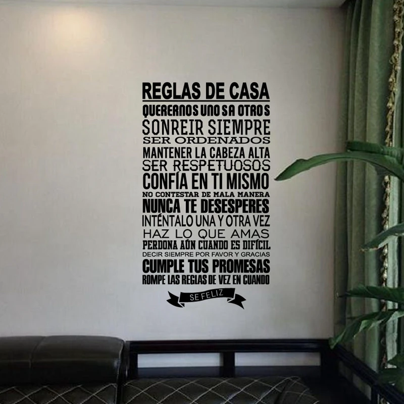 Spanish house rules wall stickers home decor , Vinyl Decal Spanish Version Family Quotes Home Decoration