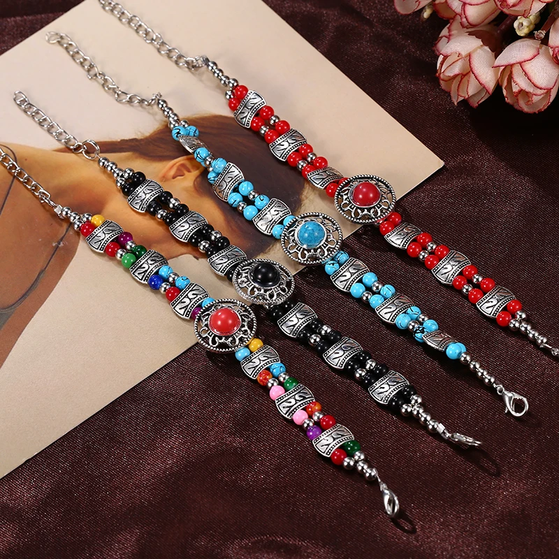 HOCOLE Bohemian Charm Bead Bracelets For Women Ethnic Natural Stone Wristband Bracelet Bangles Girls Fashion Jewelry Party Gift