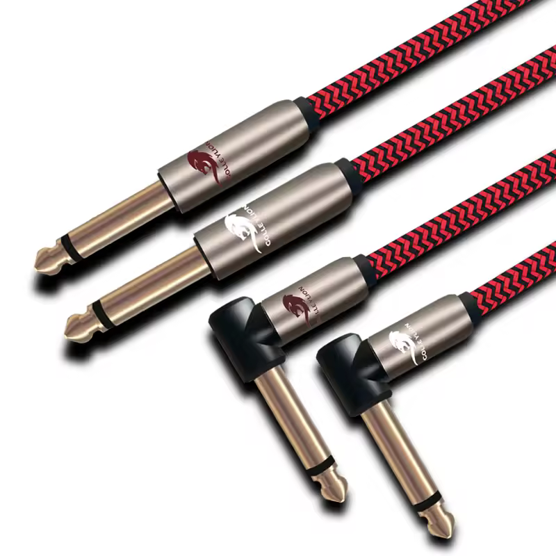 HIFI Dual 6.5mm to Dual 6.5mm Audio Cable 1/4" TS Jack 2 6.5mm to 2 6.5mm for Amplifier Mixer Electronic Organ Guitar OFC Cable