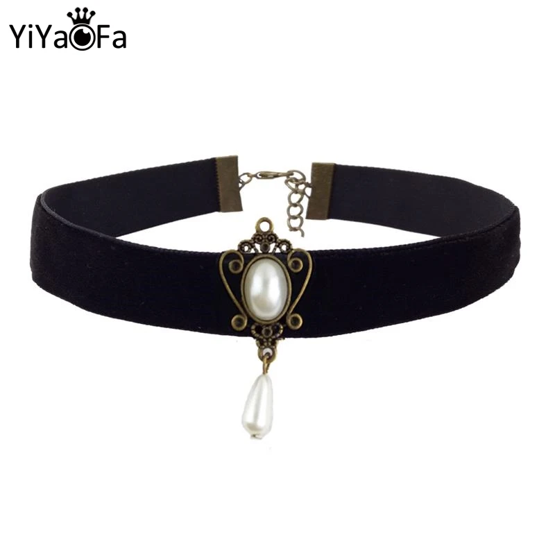 YiYaoFa Handmade Choker Necklace Gothic Jewelry Ribbon Necklace & Pendant False Collar Women Party Jewelry Accessories DD-06