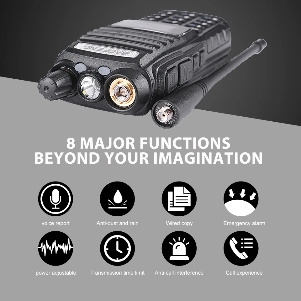 Imagem -02 - Walkie Talkie Portátil Ptt Duplo Rádio Bidirecional Transceptor de Banda Dupla uv 82 Woki Toki cb Estação de Rádio 50km 8w Baofeng-uv82