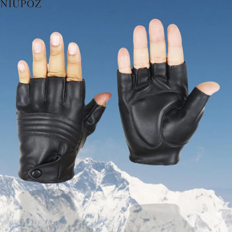 

Men's Half Finger Driving Glove Sport Fitness Riding Bike PU Leather Fingerless Luva Cycling Glove Guantes S82