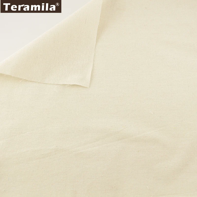 TERAMILA Cotton Linen Fabric for Sewing Tablecloth Pillow Home Decoration Table Runner,Classic White,Black Color, By The Meter