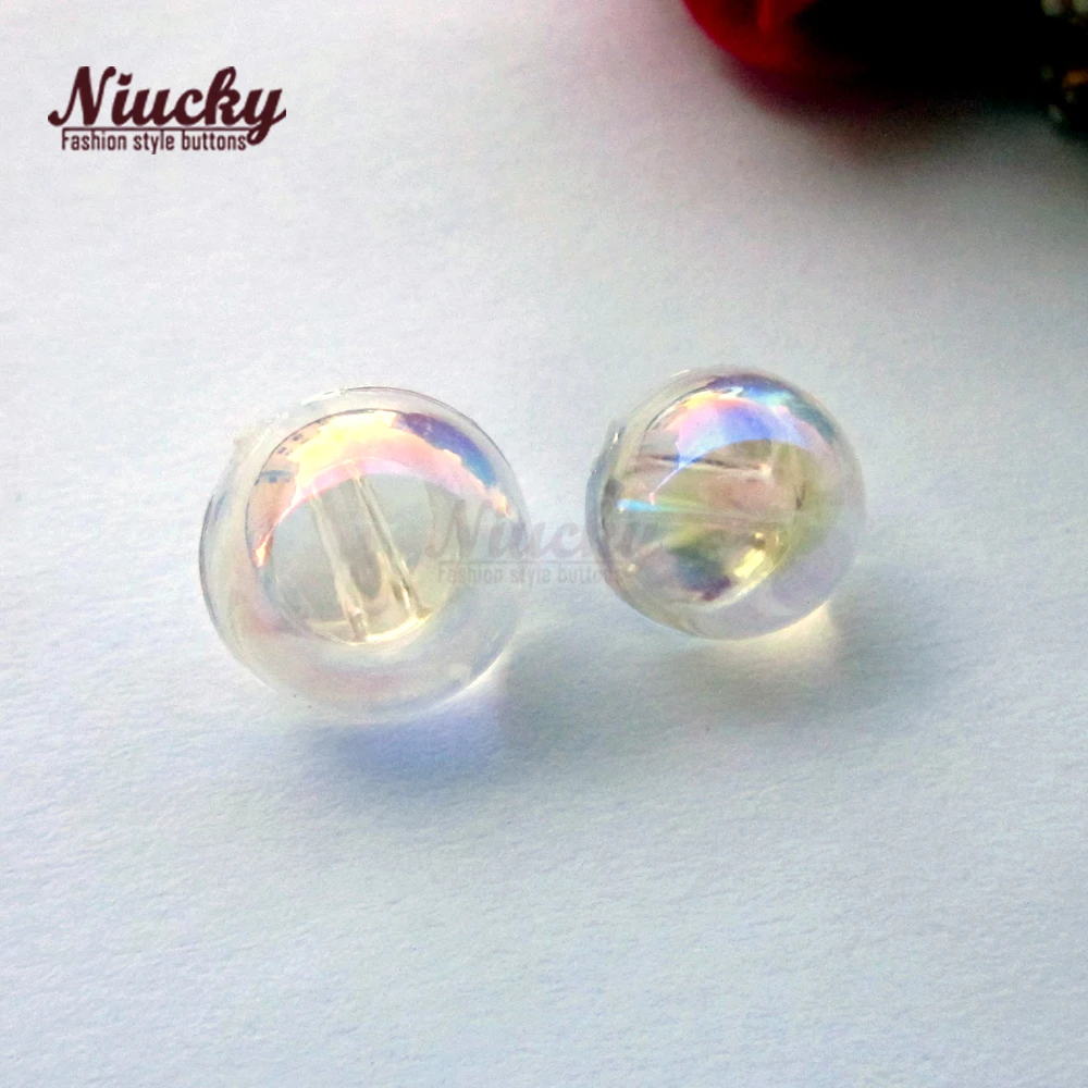 Niucky 10mm / 11mm AB Color Transparent Crystal Acrylic Ball Buttons for Wedding Sewing Craft Decorative Accessories A0301-014