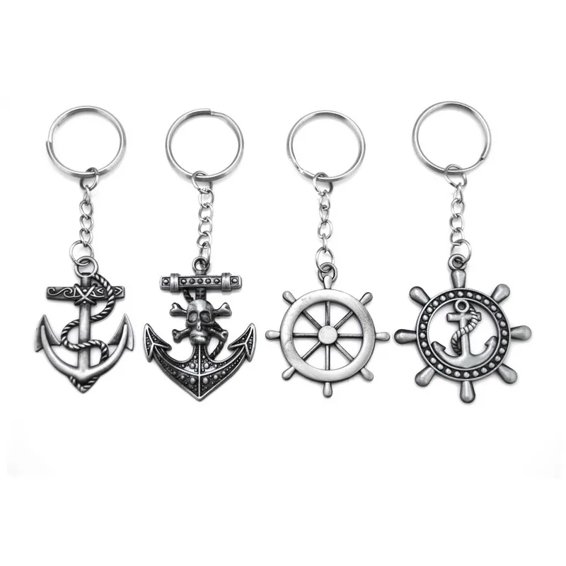 Vintage Anchor Keychain Gadgets For Men Trinket Retro Skull Anchor Rudder Key Chain On Bag Jewelry Party Boys Gift Souvenirs