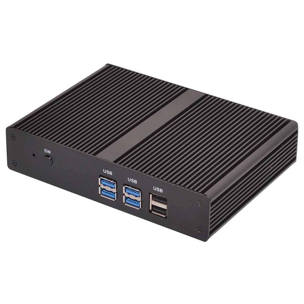 HUNSN Mini-pc zonder ventilator, desktopcomputer, HTPC, BM05, Kodi Box, Celeron 4205U 5205U, Windows 11/Linux Ubuntu, VGA, HDMI, LAN, 6USB