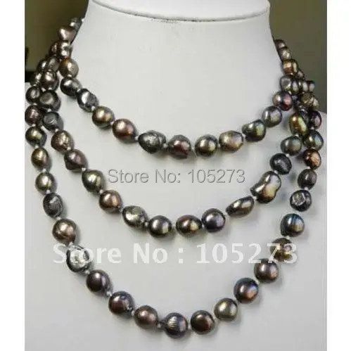 

Amazing!pearl necklace 48'inch long necklace AA 8-10MM brown color Freshwater pearl necklace Fashion jewelry Free shipping NF211