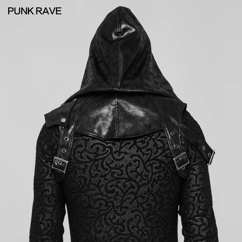 Punk Rave Rock Unisex Steampunk Black Pu Leather Party Cospaly Hat Hooded Accessory Gothic Performance WS275