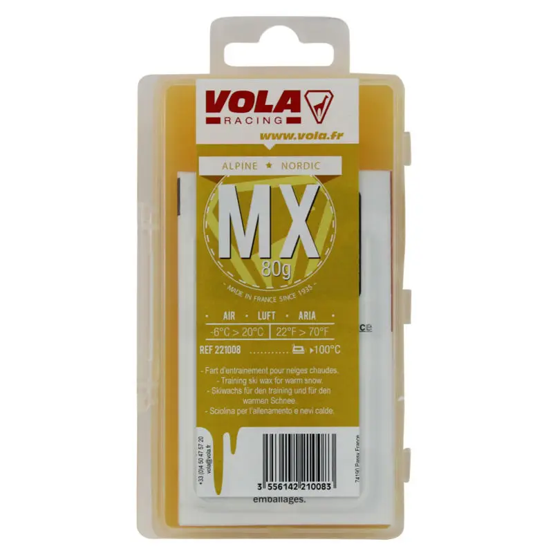 VOLA Alpien snowboard and Nodic waxes for use in different kinds of snow Made in France