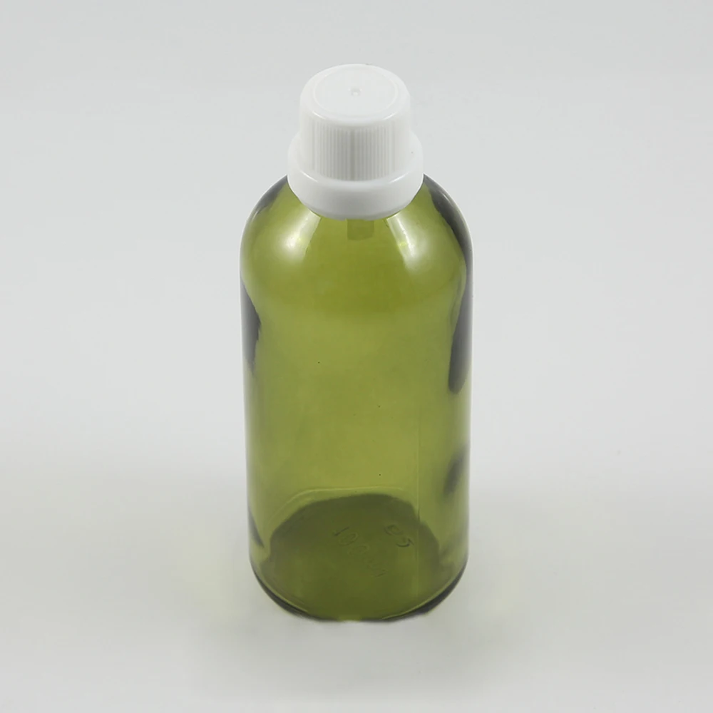 

50pcs 100ml light green dropper glass bottle with white anti-theft screw cap, 100ml glass empty essential oil container