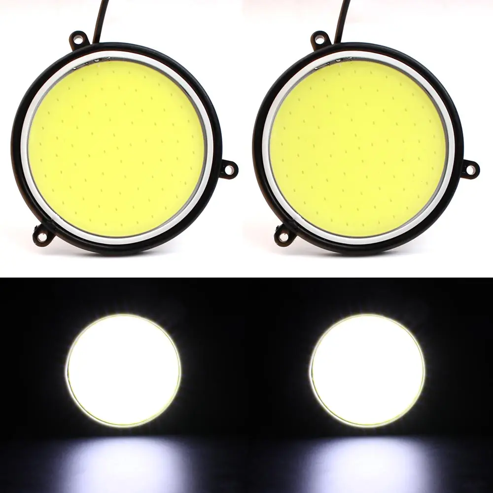 

2pcs Super Bright 12v LED DRL COB DRL Round 30W diameter 90mm Car Auto Light Daytime Running Light White DRL