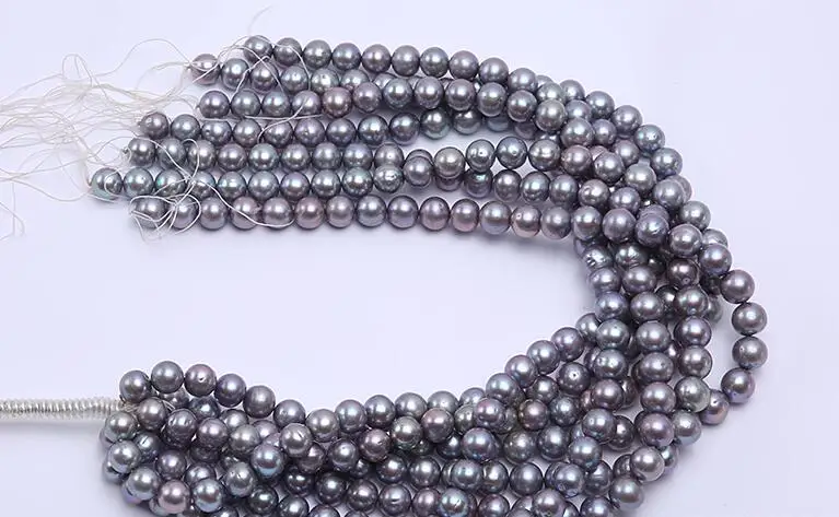 Genuine pearl 10mm gray colors freshwater pearl loose beads DIY gift one strands Hole Approx 1mm 37CM 15''