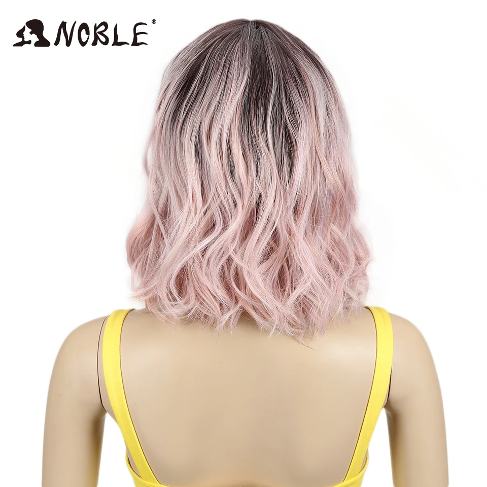 Noble Cosplay Wig Short Wig For Black Women Pink Wig Straight  Hair Synthetic  Heat Resistant 12 Inch cosplay synthetic wig