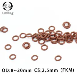 5PCS/lot Fluorine rubber Ring Brown FKM Oring Seal OD8/9/10/11/12/13/14/15/16/17/18/19/20*2.5mm Rubber O-Ring Seal Ring Gaskets