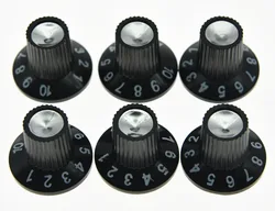 Pack of 12 Guitar Amplifier Knob AMP Knob Black Silver Skirted Knobs