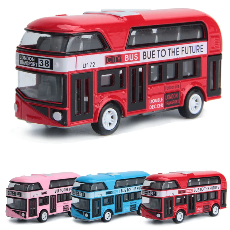 4-Farben-Pullback-Legierung Doppeldeck-Busmodell London City Touristenbus Baby Geschenk Fahrzeug Spielzeug für Kinder