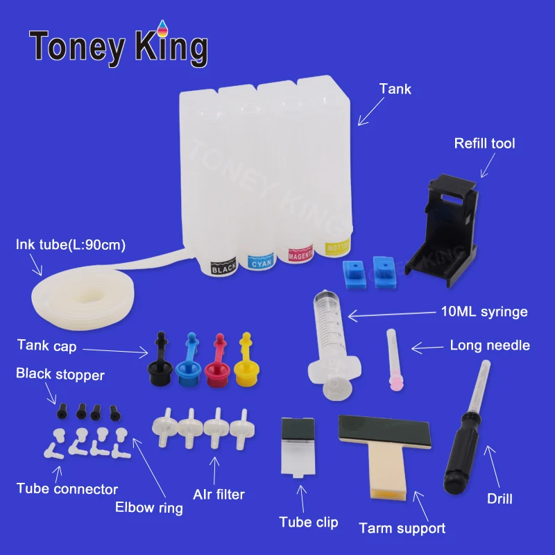 Toney King 4 Color CISS Ink Supply System For Canon PG 445 PIXMA MX494 MG2440 MG2540 MG 2440 2540 2940 2540S Printer Ciss Tank