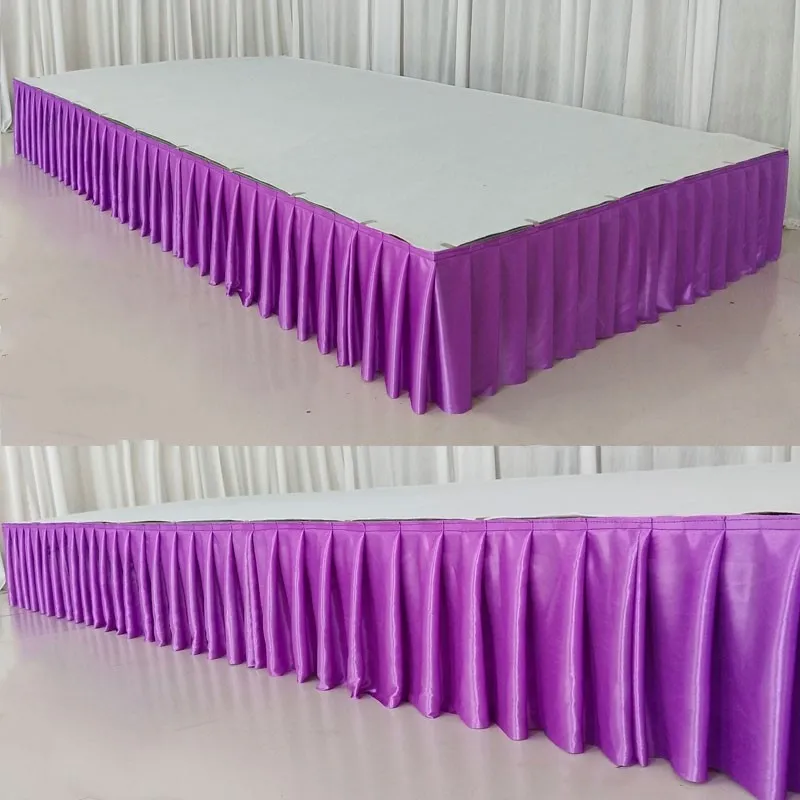 Falda de mesa de gasa de seda de hielo para boda, fiesta, banquete, restaurante, decoración de escenario, rodapiés de mesa blanco para mantel