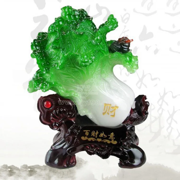 

One hundred jade cabbage fiscal wishful ornaments Lucky Feng Shui home decorations large opening gifts resin technology