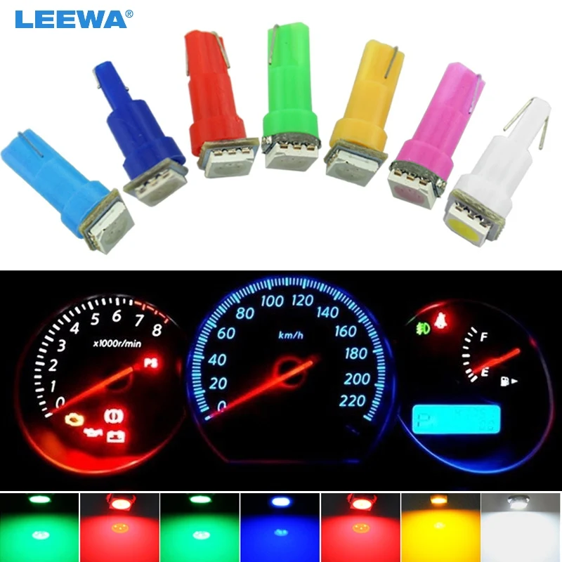 

LEEWA 10x T5 74 1 SMD 5050 Светодиодный светильник белого цвета для автомобиля, автомобильный источник света, лампы для внутренней панели приборной панели, 12 В постоянного тока, белый/синий/красный # CA1259