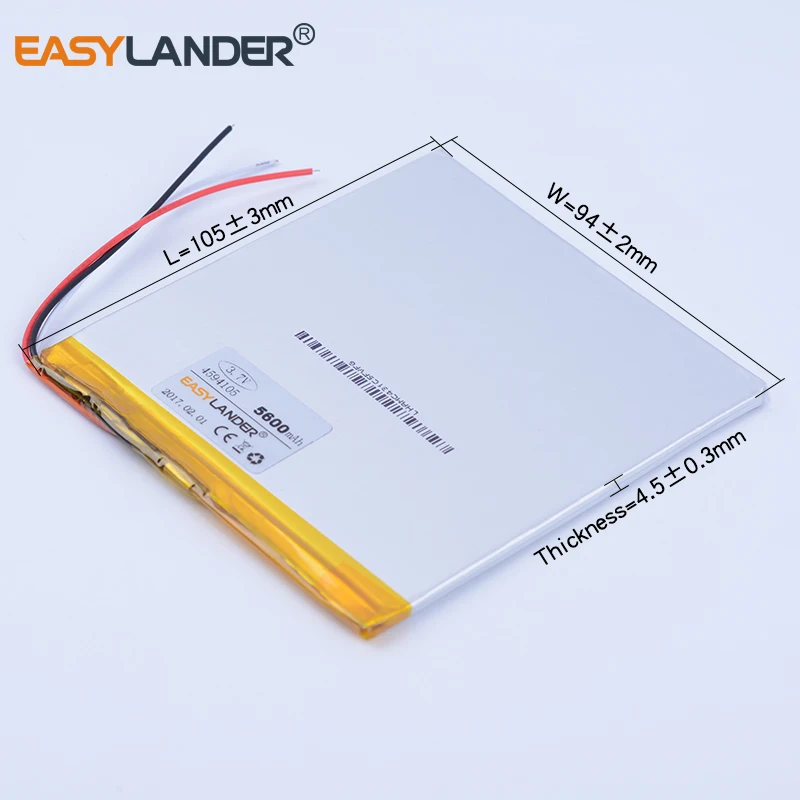 4594105 3.7V 5600mAh Rechargeable Li-Polymer Li-ion Battery For Tablet PC VI40 A86 dual-core P85 P85HD V972 V971 4493105  3-wire