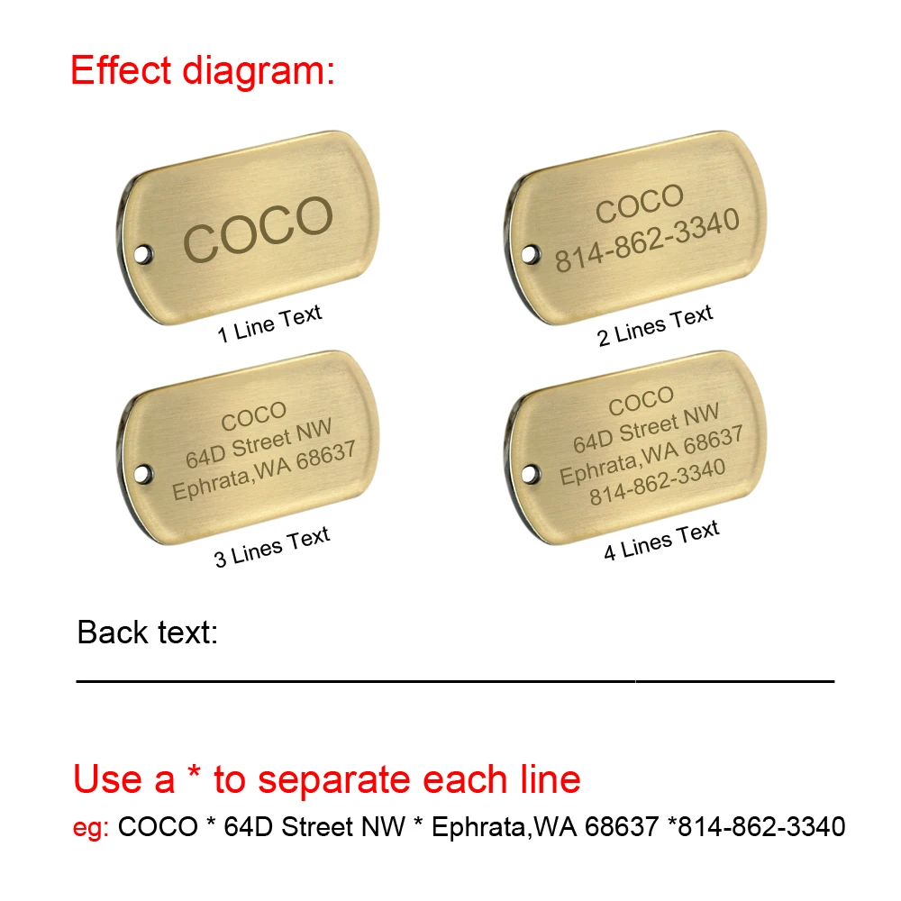사용자 정의 개 ID 태그 스테인레스 스틸 군사 개 태그 무료 새겨진 명판 이름 태그 애완 동물 칼라 펜던트 개 액세서리