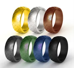 8.7mm Hot Sports Finger Rings Fish Scale Silicone Ring Rubber Wedding Bands Soft Ring for Woman Men's Gifts Size 7 8 9 10 12 14