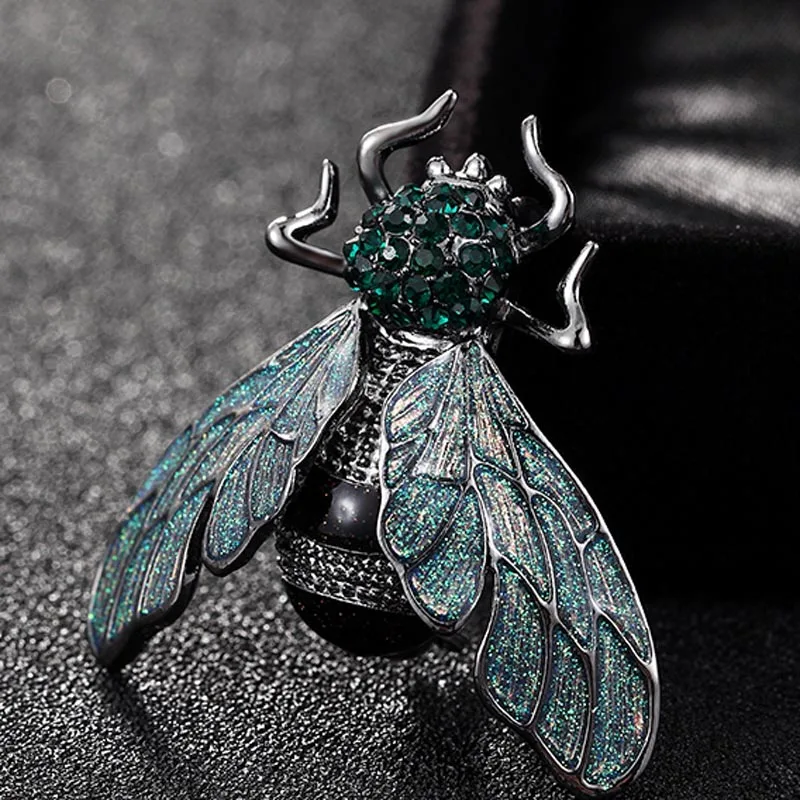 zlxgirl Green Enamel Insect Brooches for Men Jewelry colorful Enamel Bee Brooch Bouquet Women Christmas Hijab Accessories Brooch