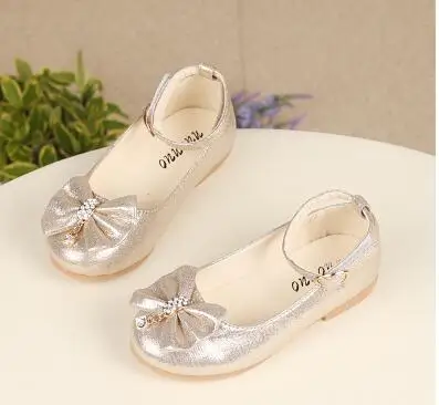 New Fashion Girls Shoes Rhinestone Glitter Leather Shoes For Girls Spring Children Princess Shoes Pink Silver Golden