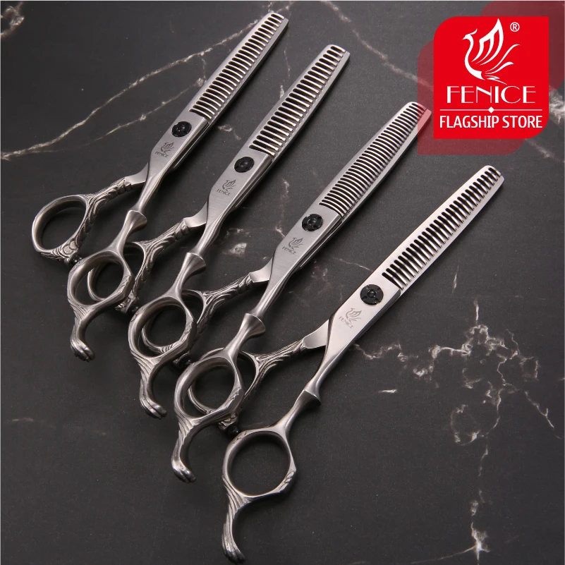 

Fenice Professional Personality Handle 6 inch Hair Salon Sheers V-type Traceless Thinning Scissors Hairdressing Cutter