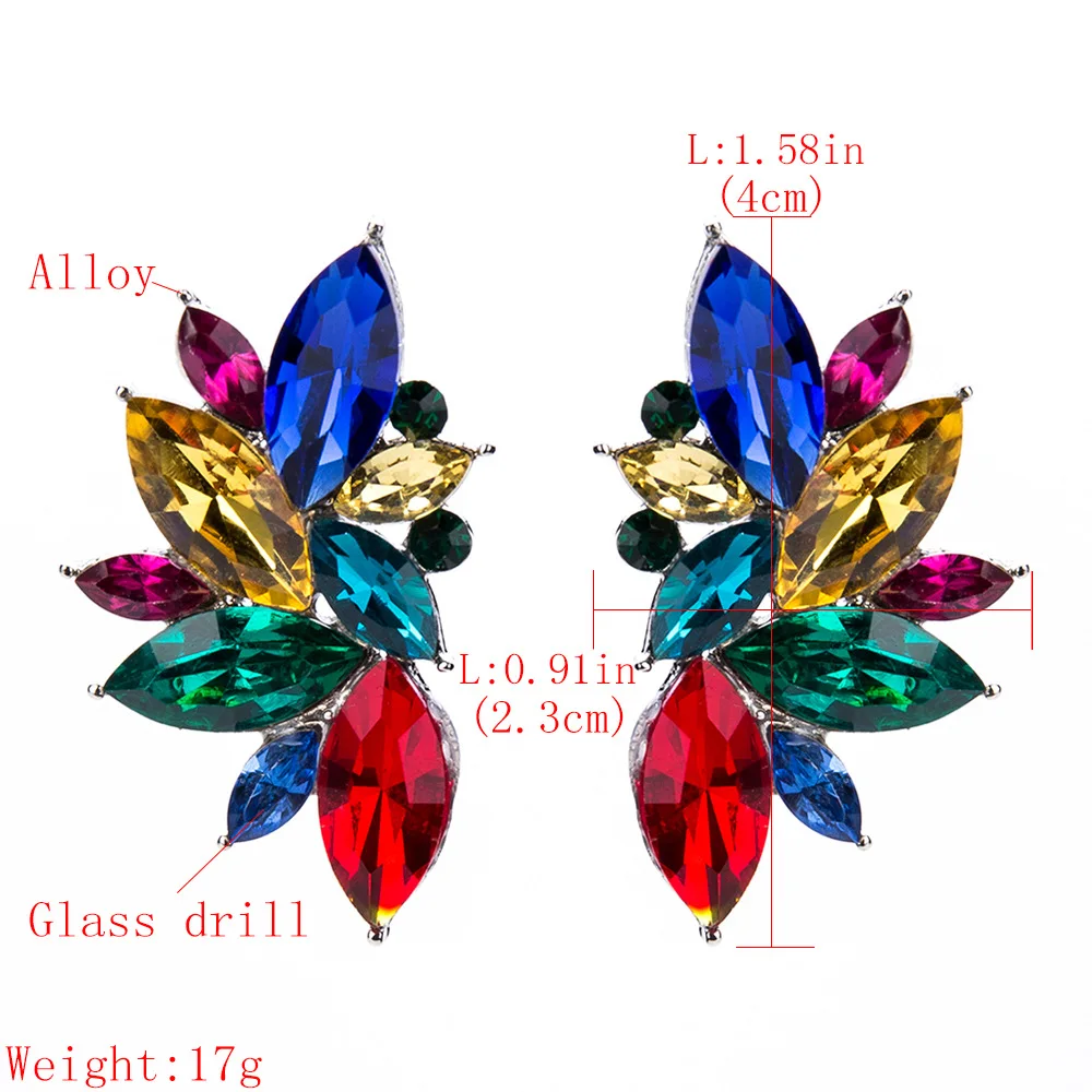 LUBOV Colorful Opal Stone Stud Earrings For women Christmas Party 2018 Elegant Crystal Earrings For Women /Girls Gifts wholesale