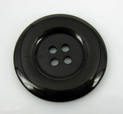 200pcs large big smooth touch glitter Black Four Hole Round Resin Sewing Buttons - 30 mm d25