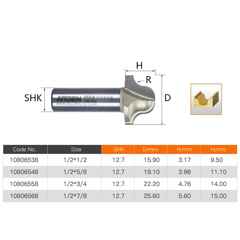 New 1/2 Plunge Ogee Bit Arden Router Bit Woodworking Tools Trim router bit