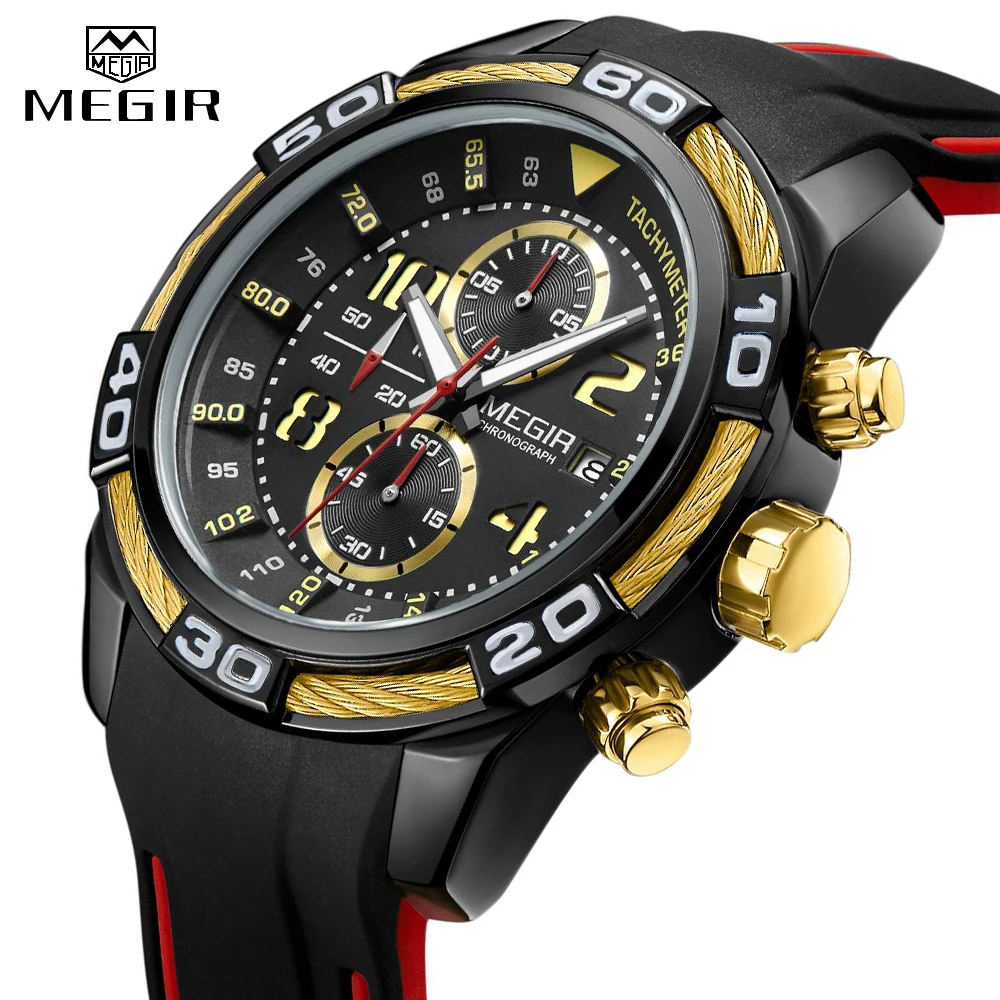 

Top Brand MEGIR Men Fashion Business Watches Quartz Date Clock Man Luxury Chronograph Army Military Watches Relogio Masculino