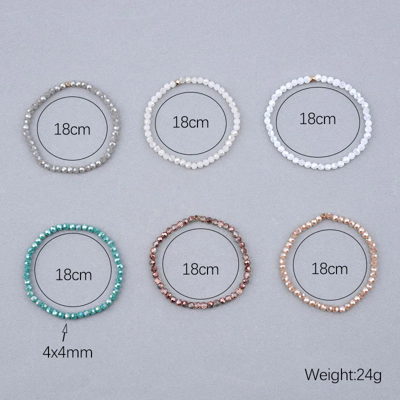 BOJIU 6 Pcs/Set Multilayer Women Crystal Bracelets White Green AB Gray Crystal Beads Braclets Femme Party Jewelry Gifts BCSET238