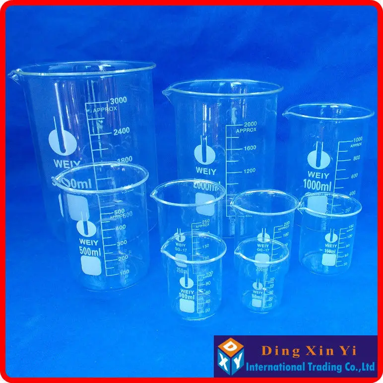 Glass Beaker 5 Pcs Set 50, 100, 150, 200, 250ml Low Form Brand New High Quality