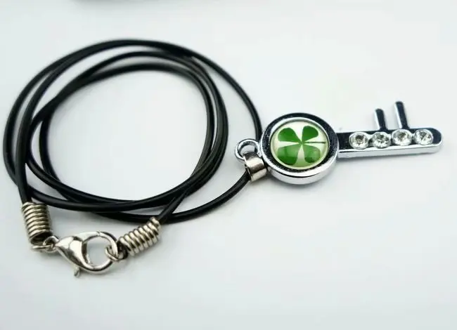 15 pcs News--real four leaf clover with key style fashion pendant best sale YQTDMY